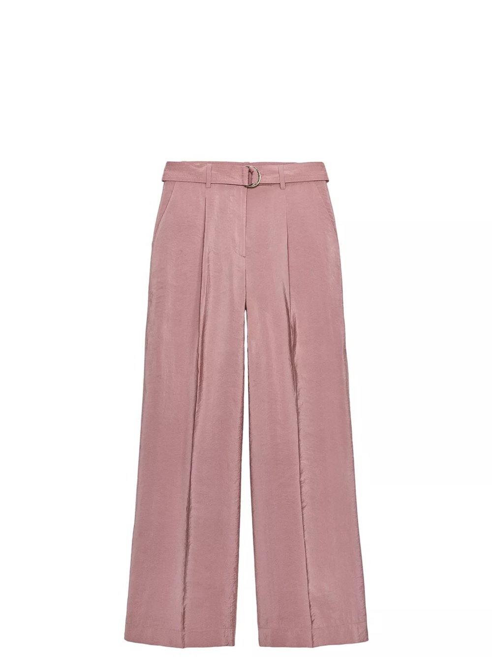 Zara Dusty Rose Wide-Leg High-Rise Belted Pants